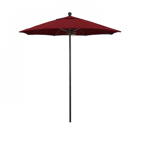 7.5' Black Aluminum Market Patio Umbrella, Olefin Red